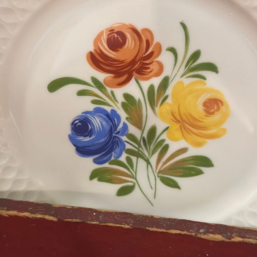 Set of 4 Schirnding Bavaria Hand Painted Floral Porcelain Plates